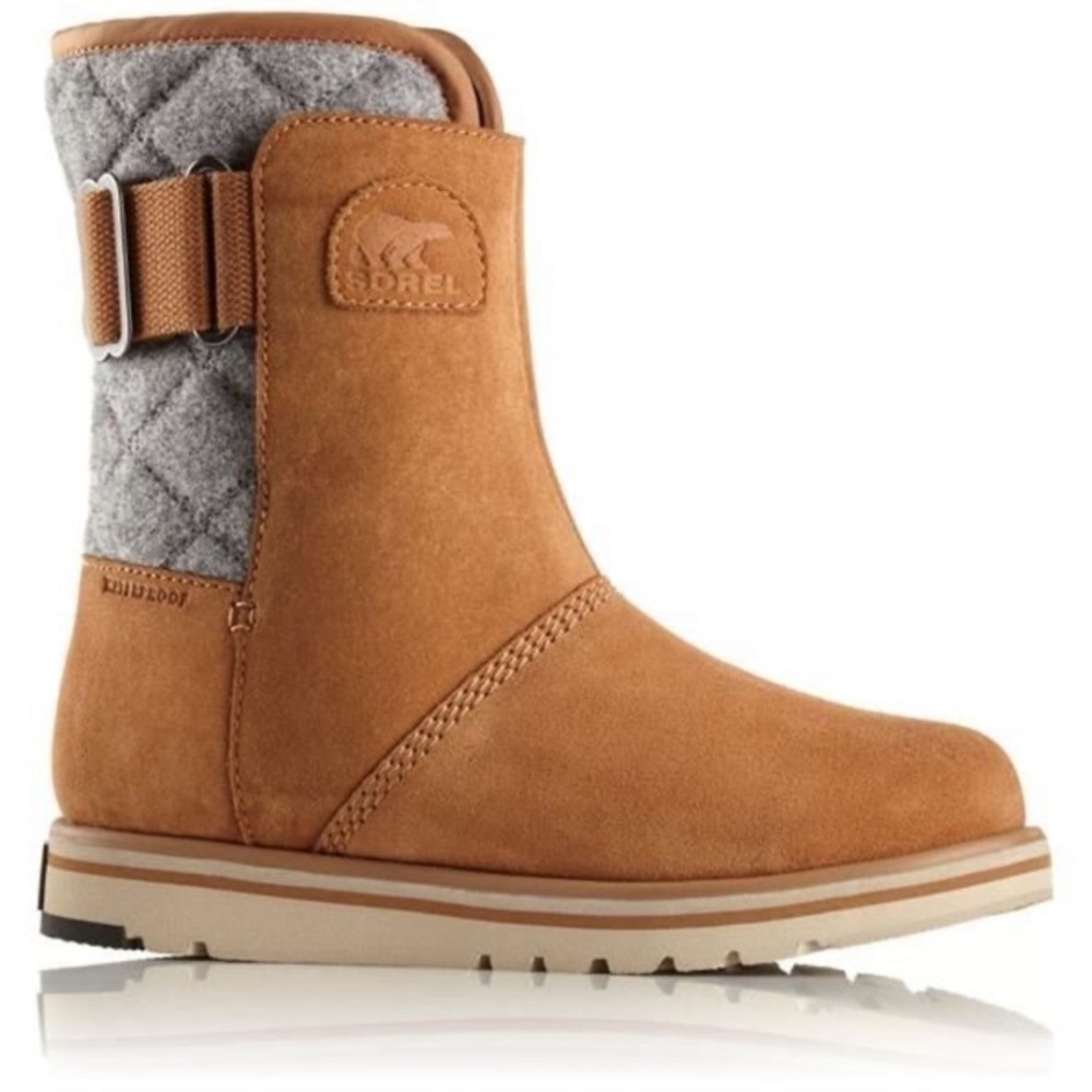 Sorel Rylee Ankle Boots Size 6 Tan Grey Suede Quilted